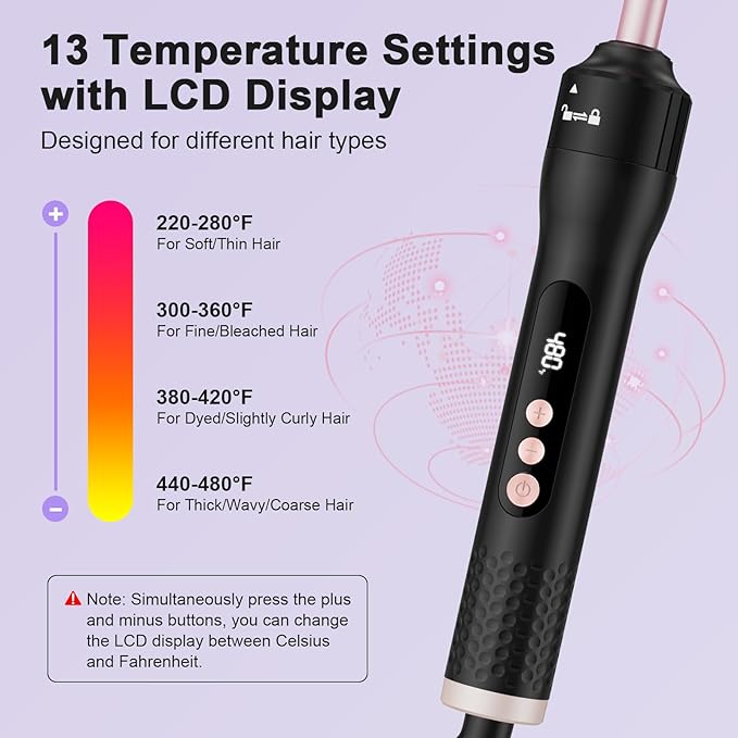 2-in-1 Curling Wand Set, 1/2 Inch Curling Iron with Interchangeable 0.5–1 Inch Ceramic Tapered Curling Wand, Fast-Heating Hair Curler with Adjust Temp, Dual Voltage Wand Curling Iron, Gift for Women