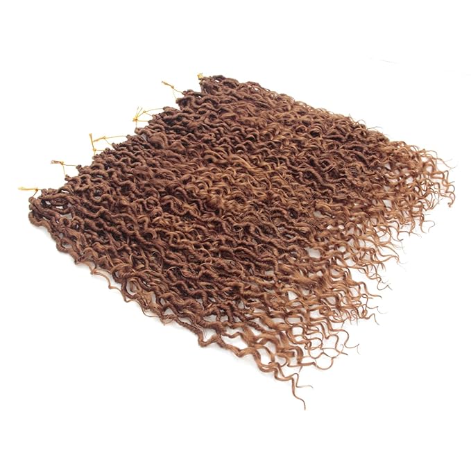 8Packs Goddess Locs Crochet Hair 18Inch Boho Faux Locs,Crochet Loc With Curly Ends River Hippie Bohemian Loc Crochet Hair for Black Women(T33/27, 18inch(Pack of 8))