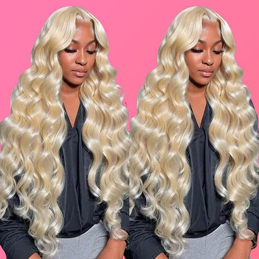 26Inch Blonde Wig Human Hair 13x6 613 Lace Front Wig Human Hair 180% Density HD Swiss Body Wave Lace Front Glueless Wigs Pre Plucked With Baby Hair(26 inch, 613 Blonde Wig)
