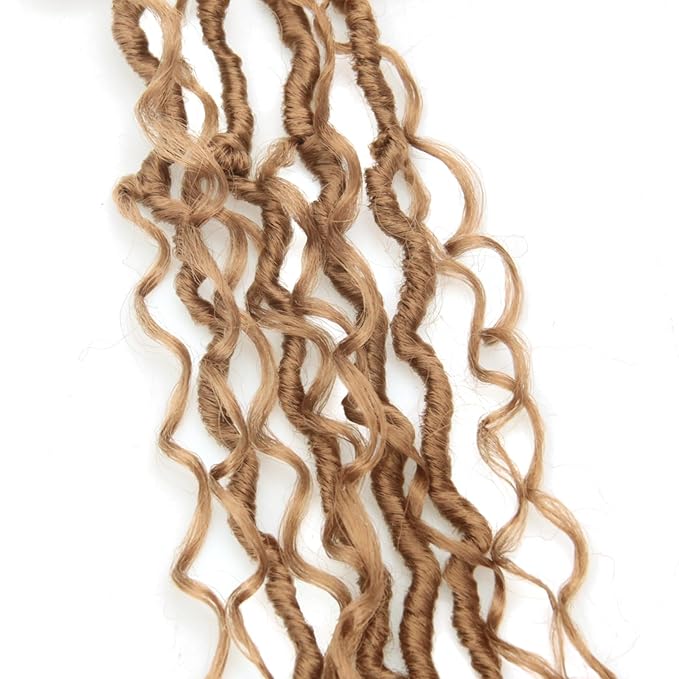 8Packs Goddess Locs Crochet Hair 18Inch Boho Faux Locs,Crochet Loc With Curly Ends River Hippie Bohemian Loc Crochet Hair for Black Women(27#, 18inch(Pack of 8))