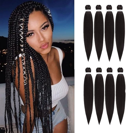 Pre-stretched Braiding Hair - 30 Inch 8 Packs Dark Brown Super Long Braiding Hair For Twist or Box Braids, Yaki Texture Hot Water Setting Synthetic Braiding Hair Extensions (30 Inch, #2-8P)