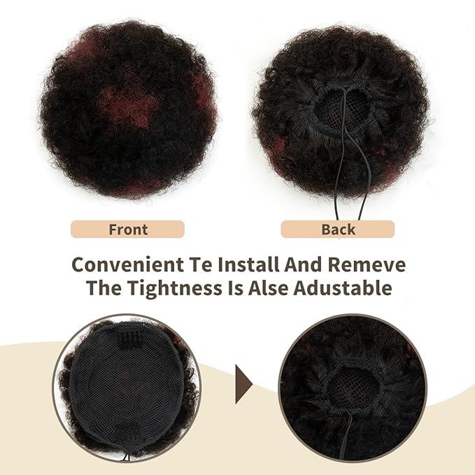 isheeny Medium Human Hair Bun For Girls 5-8 Years Old, Natural Human Hair Drawstring Ponytail Hair Extensions H1-99j For Little Girls, Curly Bun Hairpiece, Soft, And Durable For Repeated Use