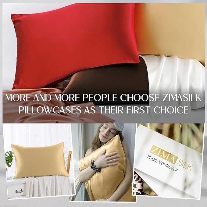 ZIMASILK 100% Pure Mulberry Silk Pillowcase for Hair and Skin,Both Side 19 Momme Silk, 1pc (Standard 20''x26'', Golden)