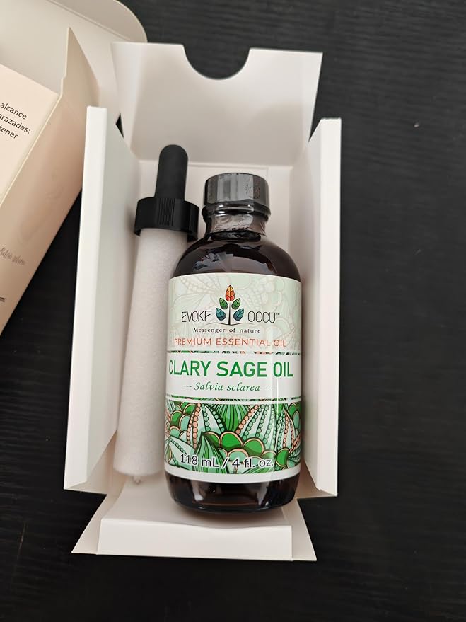 EVOKE OCCU Clary Sage Oil Essential Oil for Relaxation, Moisturize Skin, Air Freshening, Add to Spray and Diffuser - 4 FL Oz