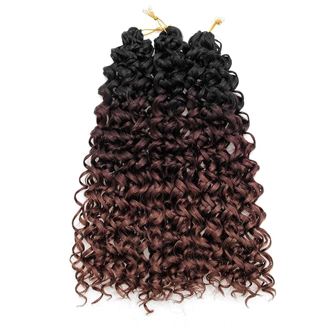 QRHSUKA Curly Crochet Hair GoGo Curl Crochet Hair for Women Deep Wave Braiding Hair Synthetic Bohemian Crochet Braid Water Wave Crochet Hair Extensions (18 inch(Pack of 6), 1B/33/30)