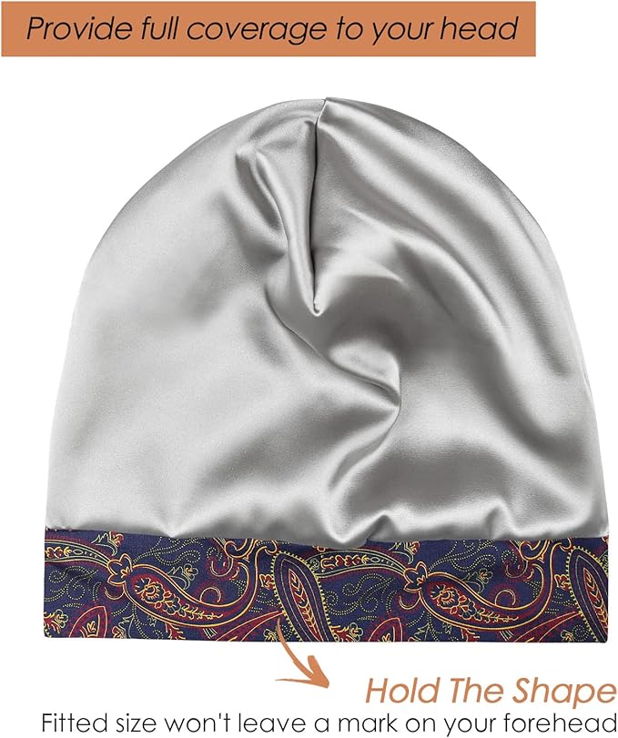 Adjustable Satin Lined Sleep Cap for Dreadlocks Curly Hair Large Head-Stay On Overnight