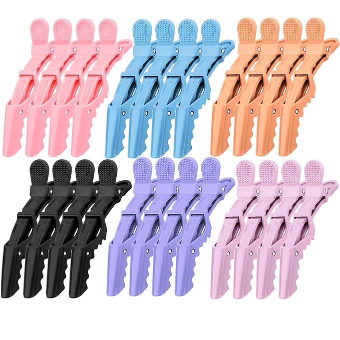 24 Pack Alligator Hair Clips, Professional Clips for Hair Sectioning, Hair Styling Accessories for Women Men Girls Teens,Multicolor（Blue，Black，Purple ，Light Purple ，Orange）