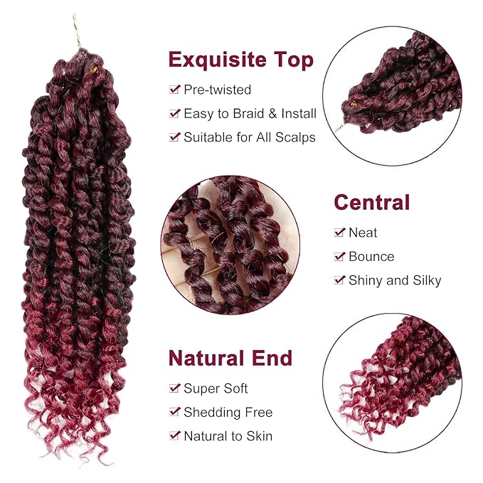 NAYOO Passion Twist Hair - 8 Packs 10 Inch Passion Twist Crochet Hair For Women, Crochet Pretwisted Curly Hair Passion Twists Synthetic Braiding Hair Extensions (10 Inch 8 Packs, TBUGN2)