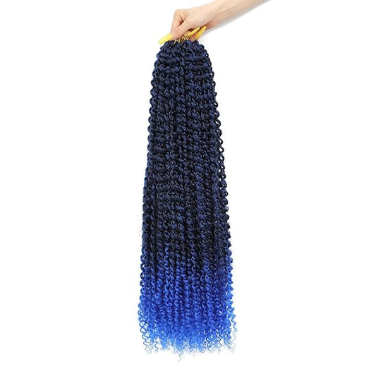 Alrence Passion Twist Hair 24 Inch 8 Packs Water Wave Crochet Hair Curly Braiding Hair For Butterfly Locs Long Bohe Crochet Braids (24 Inch (Pack of 8), 1B/Blue)