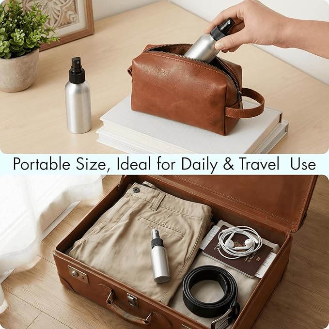 Youeon 12 Pack 4 Oz Fine Mist Spray Bottles, Reusable Aluminum Empty Spray Bottles, Small Refillable Bottle for Travel, Cosmetic, Perfume, Toner, Essential Oil Storage, Leak Proof