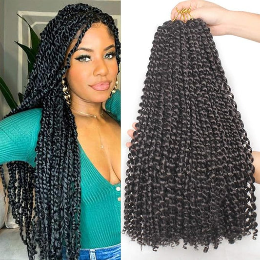 Leeven 18 Inch Passion Twist Crochet Braids Hair for Butterfly Locs 2 Pcs Synthetic Water Wave Passion Twists Crochet Braiding Hair for Women 2#