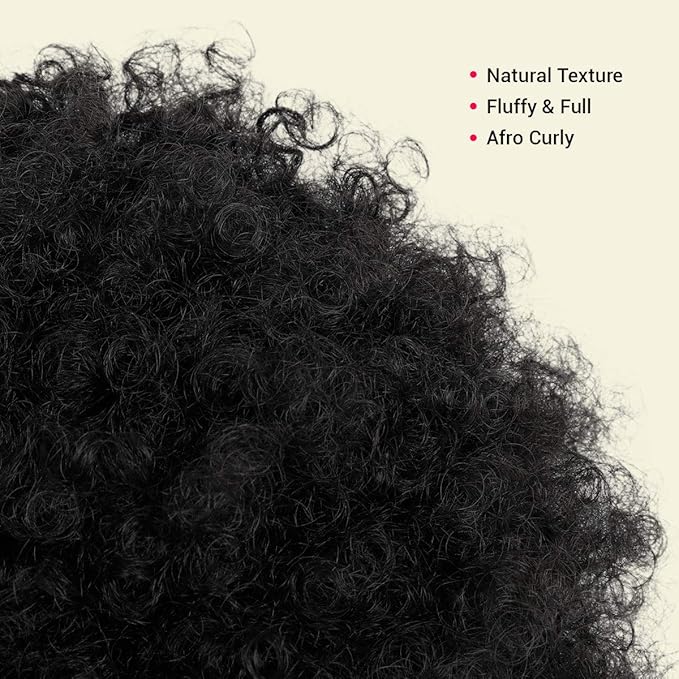 GLAM21USA Afro Puff Drawstring Ponytail Retro Kinky Curly Ponytail Wig Clip in Bun Hair Piece for Black Women Synthetic Hair Extension (MEDIUM, 1 (Jet Black))