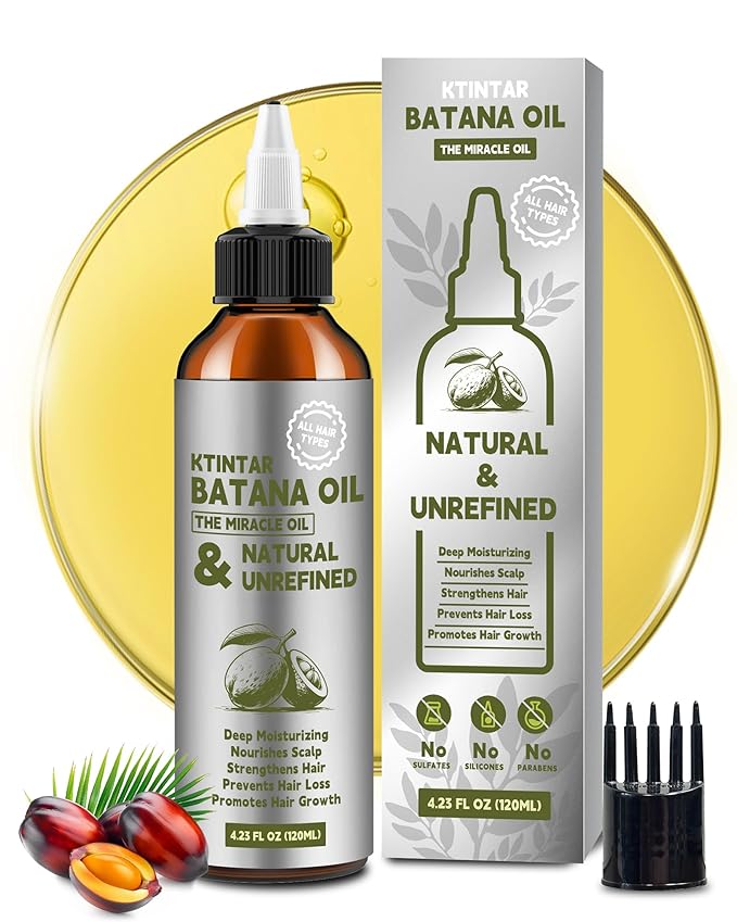 100% Natural Raw Batana Oil for Hair Growth, Dr Sebi Hair Growth Oil From Honduras, Thicker & Stronger Hair, Prevents Hair Loss, Eliminates Split Ends 4.23 Fl Oz (Pack of 1)