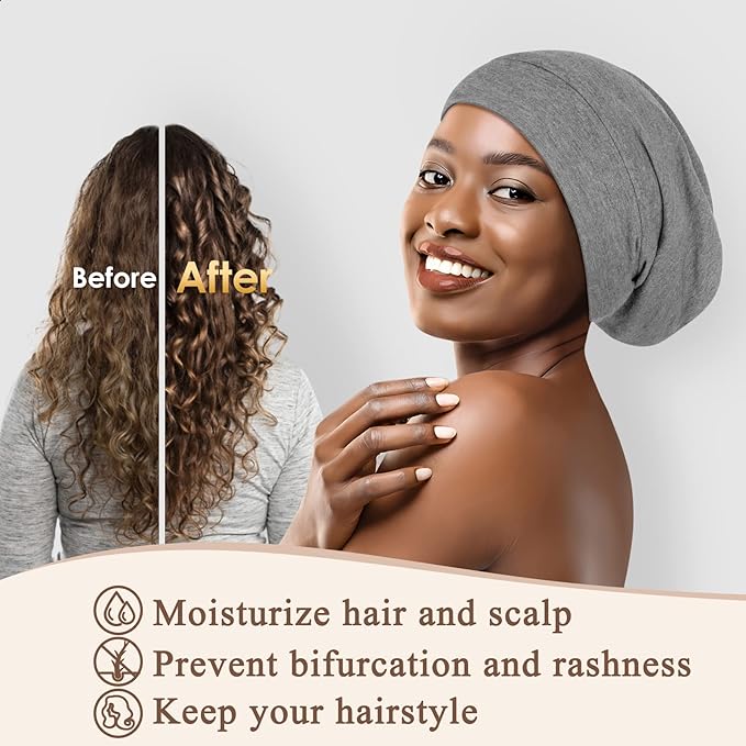 OLESILK 100% Mulberry Silk Bonnet for Sleeping Women, Silk Hair Wrap for Sleeping, Silk Sleep Bonnet for Women&Men, Real Silk, Not Satin, Light Grey