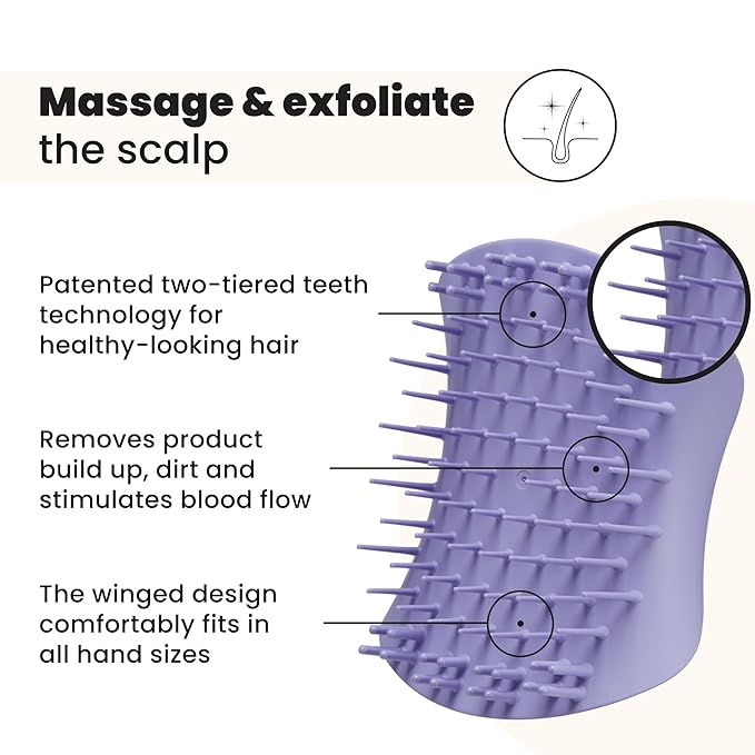 Tangle Teezer Scalp & Shampoo Hairbrush, to Exfoliate, Massage, and Cleanse, for All Hair Types, Lavender Lite Purple