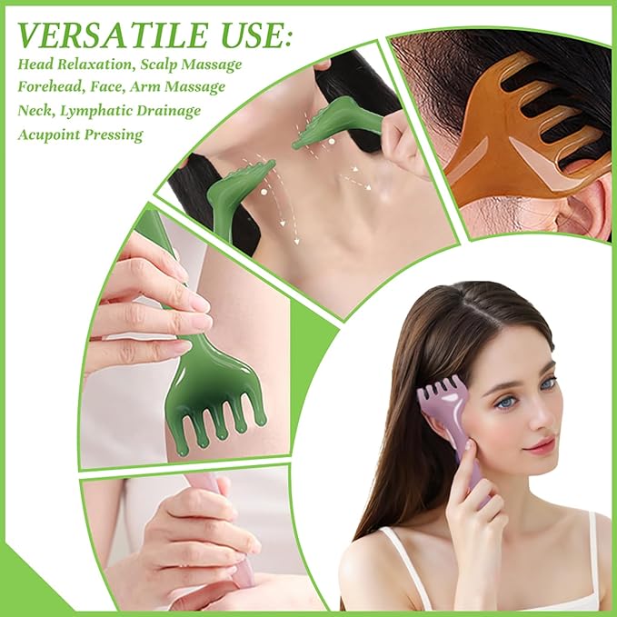 GSHOW Scalp Massager Handheld Comb Resin Relax Massage Tool - Manual Relaxation Tool for Soothing Head Massage - Set of 2