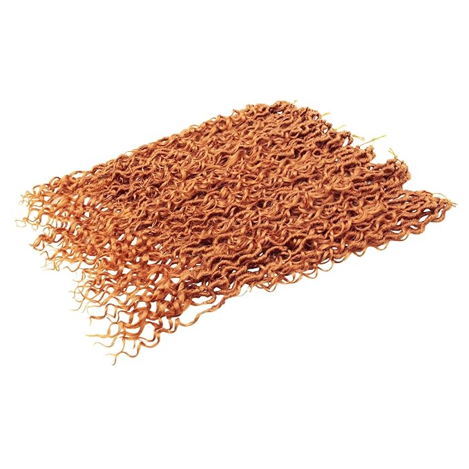 8Packs Goddess Locs Crochet Hair 18Inch Boho Faux Locs,Crochet Loc With Curly Ends River Hippie Bohemian Loc Crochet Hair for Black Women(Orange, 18inch(Pack of 8))