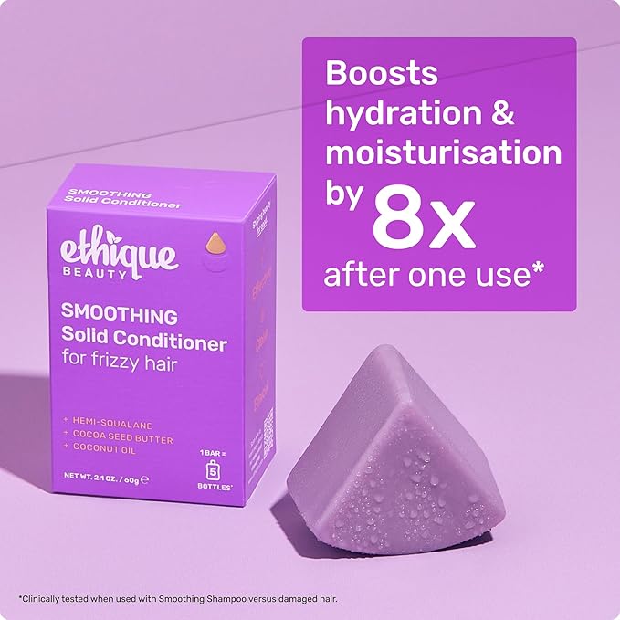 Ethique Smoothing Conditioner Bar for frizzy hair with Coconut Butter - Plastic-Free, Cruelty-Free, Vegan, 2.12 oz