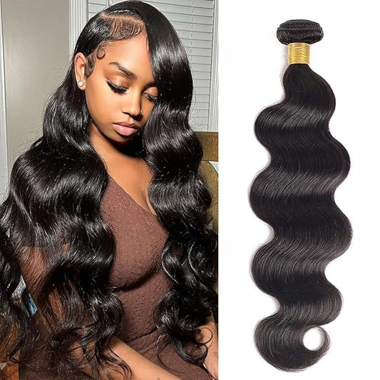 12A Human Hair Bundles Body Wave One Bundle 100% Unprocessed Brazilian Virgin Hair Bundles Double Weft Weave Body Wave Human Hair Natural Black Color (one bundle, 20)