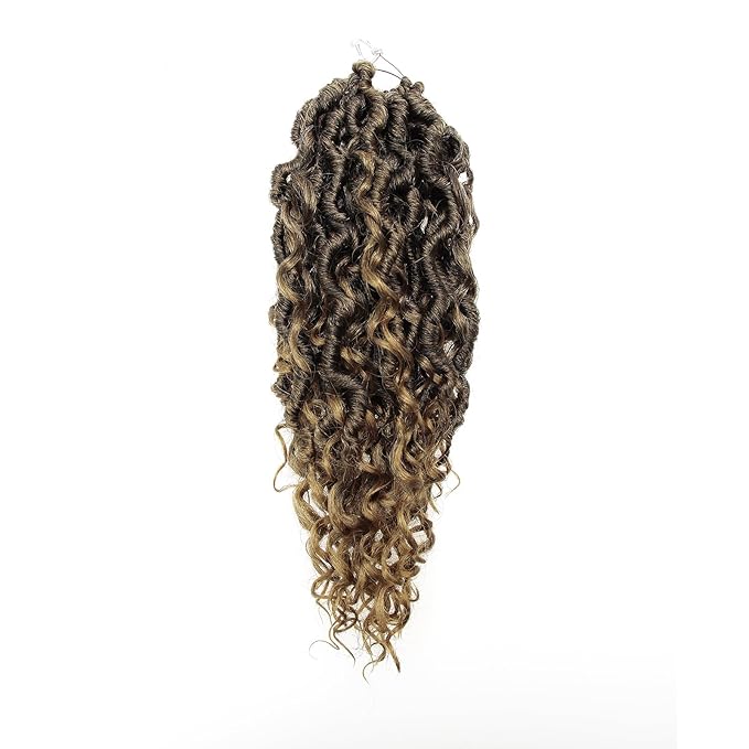 Goddess Locs Crochet Hair Short Curly Faux Locs 10Inch 8Packs Pre-looped River Locs Hippie Locs Bohemian Crochet Braids for Black Women (1B/27, 10inch(Pack of 8))