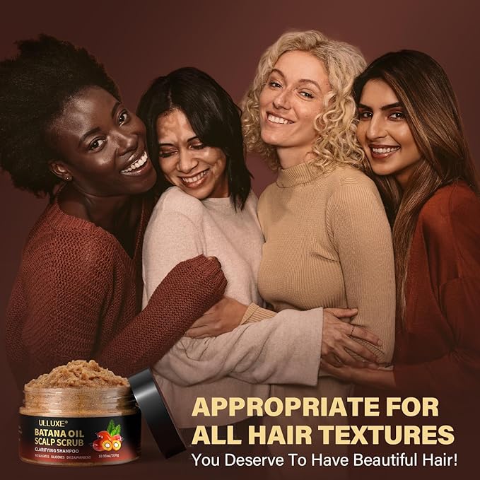 Scalp Scrub, 2-in-1 Scalp Exfoliator Clarifying Shampoo for Dandruff, Dry & Itchy Scalp Care, Batana Oil & Rosemary Scrub Scalp Treatment with Scalp Massager Promotes Hair Growth, 10.93 oz