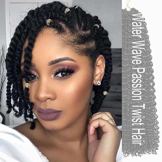 Short Passion Twist Hair,10 Inch 5 Packs Water Wave Crochet Hair Black Wrap Braiding Hair For Passion Twist Crochet Hair/Butterfly Locs/Spring Twist Crochet Hair Braids (10 Inch,5pcs,1B#)