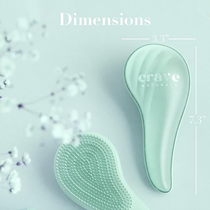 Crave Naturals Detangling Hair Brush Large Turquoise – Glide Thru Hair Detangler Brush for Women, Kids & Toddlers – Gentle Scalp Care, No-Pain Tangle-Free Hairbrush for All Hair Types