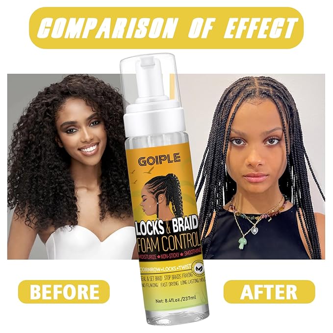 Braid and Loc Mousse for Hair Braiding, Twists, Braids and Locs - No Flake, Extra Hold, High Shine, Moisturizing, Frizz Control, Lightweight, Easy Application, with Leopard Silky Du-rag