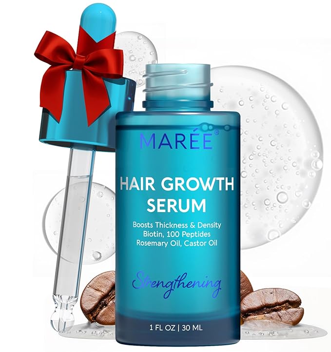 MAREE Hair Growth Serum - Caffeine Peptides Castor Rosemary Oil for Hair Growth - Products for Women & Men - Hair Oils for Hair Growth - Hair Regrowth Tonic - Scalp Serum - Suero Para El Cabello