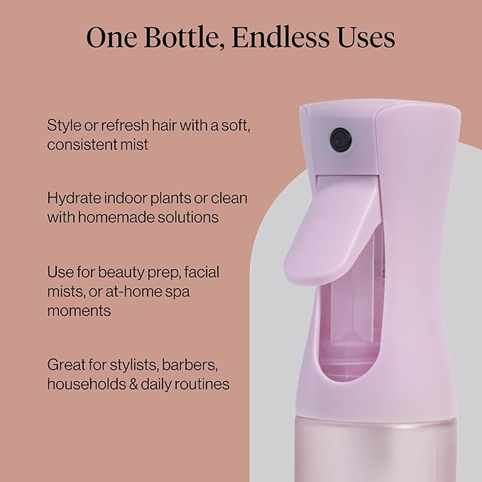 Kitsch Spray Bottle for Hair - Continuous Water Mister with Ultra Fine Mist for Hairstyling, Barbers, Salons, Cleaning, Plants, Versatile Spray Bottles - Made from Recycled Plastic - Sheer Violet, 5oz