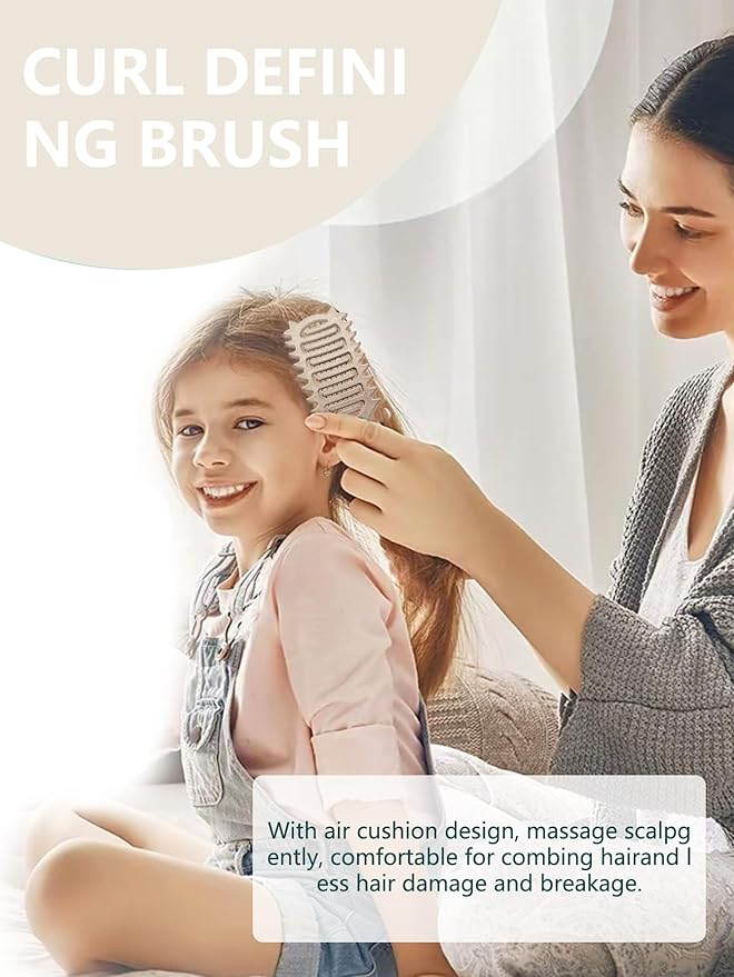 Curl Defining Brush for Curly Hair, 2025 Vented Detangling Brush for Wet, Curl Styling Brush for Women, Less Pulling, Defines & Shapes, Great Gift for Curly Hair Women (Beige)