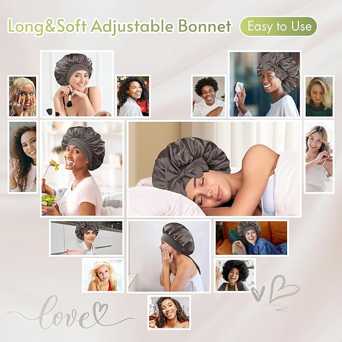 BONNET QUEEN Silk Bonnet for Sleeping Satin Bonnet Hair Bonnet Silk Hair Wrap Head Wraps Tie Bonnet Night Sleep Hat for Natural Hair