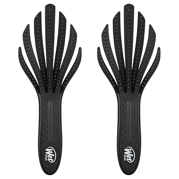 Wet Brush Go Green Curl Detangler Hair Brush - Black - Ultra-Soft IntelliFlex Detangling Bristles Glide Through Tangles with Ease - Great For Curly Hair - No Split Ends & Pain-Free (Pack of 2)