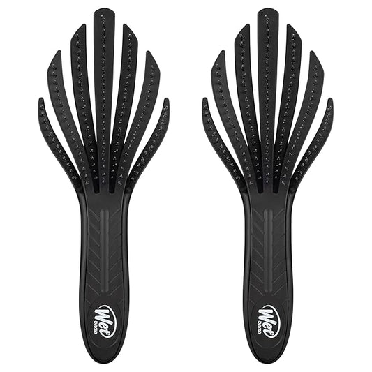 Wet Brush Go Green Curl Detangler Hair Brush - Black - Ultra-Soft IntelliFlex Detangling Bristles Glide Through Tangles with Ease - Great For Curly Hair - No Split Ends & Pain-Free (Pack of 2)