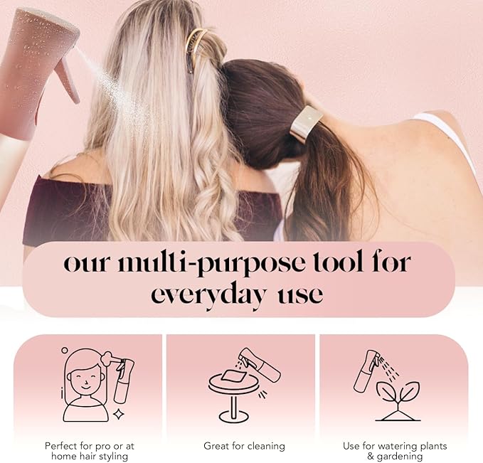 Kitsch Continuous Spray Bottle for Hair – Fine Mist Water Mister & Water Spray Bottle – Recycled Hair Spray Bottle – Spray Bottles for Cleaning, Styling, Plants & More – Terracotta, 150ml