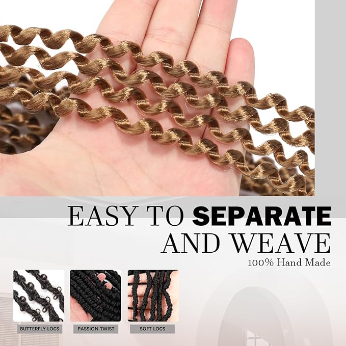 Passion Twist Hair 18 Inch 8 Packs Water Wave Crochet Hair Bohemian Braiding Hair for Boho Locs Pre Looped Crochet Braids Hair for Black Women （27#）