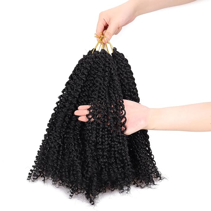 Dorsanee Passion Twist Hair 14 Inch 7 Packs Water Wave Crochet Hair Long Bohemian Curly Braiding Hair for Butterfly Locs, Faux Locs, Boho Style Spring Twist Crochet Braids (1B#)