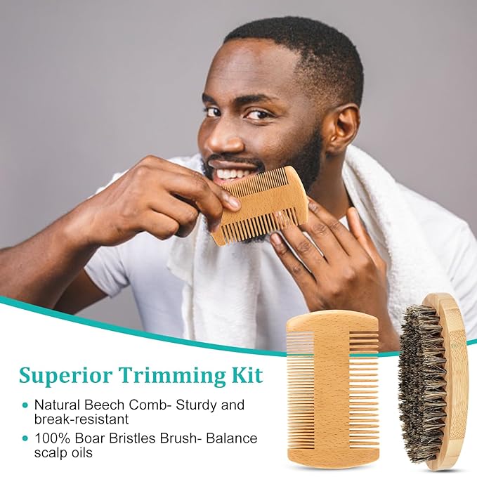 Gifts for Dad, Beard Kit & Keychain - Practical & Thoughtful Combo, Birthday/Christmas Gifts for Dad/Stepdad/Father/Daddy, Men's Self-care Set & Constant Keepsake, Dad Gifts from Kids Son Daughter