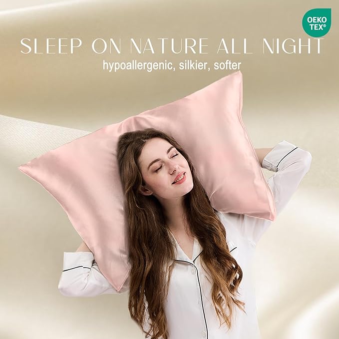 ZIMASILK 100% Pure Mulberry Silk Pillowcase for Hair and Skin Health,Soft and Smooth,Both Sides Premium Grade 6A Silk,600 Thread Count,with Hidden Zipper,1pc (Queen 20''x30'',Pink)