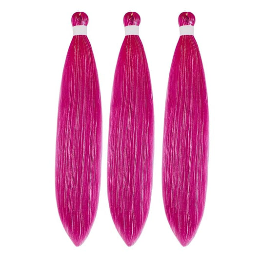 MagentaTinsel Braiding Hair Pre stretched Braiding Hair for Glitter Braids Festival Braids Cosplay