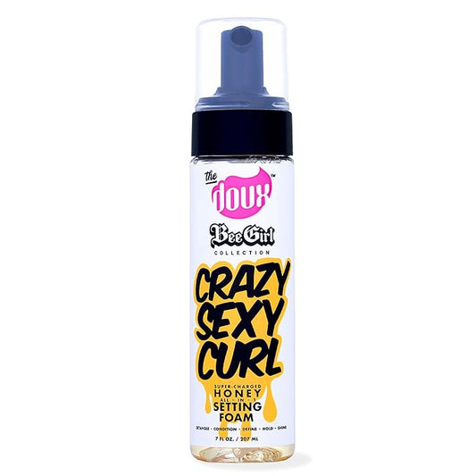 The Doux Curl Cream & Setting Mousse for Curly Hair CRAZYSEXYCURL Honey Foam for Heatless Curls Overnight, Frizz Control, Shine & Moisture – Curly Hair Styling Product with Aloe & Silk Amino Acids