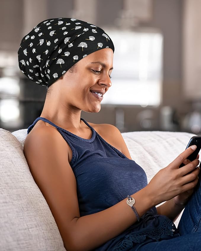 Adjustable Satin Lined Sleep Cap for Dreadlocks Curly Hair Large Head-Stay On Overnight