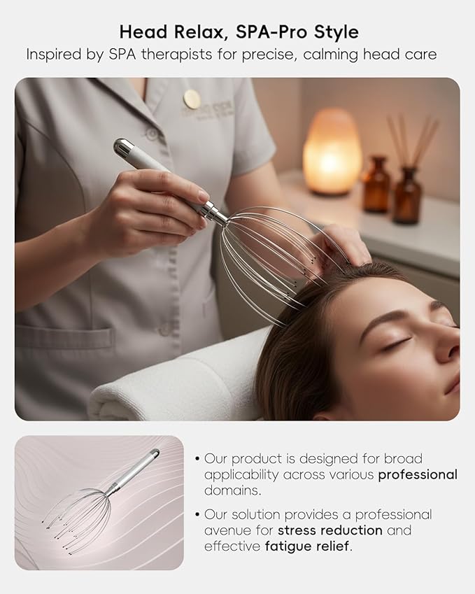 Head Massager Scalp, Electric Scalp Massager with 20 Metal Fingers – Head Scratcher & Hair Massage Tool, Waterproof Head Massage for Stress Relief, Stocking Stuffers Gift for Women & Men