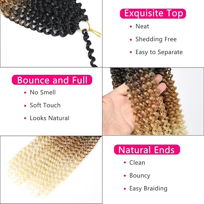 Three Tone Passion Twist Hair, 18 Inch 7 Packs Water Wave Crochet Hair,Ombre Wrap Braiding Hair For Passion Twist Crochet Hair/Butterfly Locs/Spring Twist Crochet Braids Twist Hair(18in,1B/27/613#)