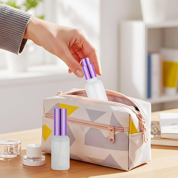 Roshtia 30 Pcs 1 oz/ 30 ml Purple Glass Spray Bottle Refillable Perfume Atomizer Clear Decorative Empty Bottles with Fine Mist Sprayer Pump for Face Body Travel