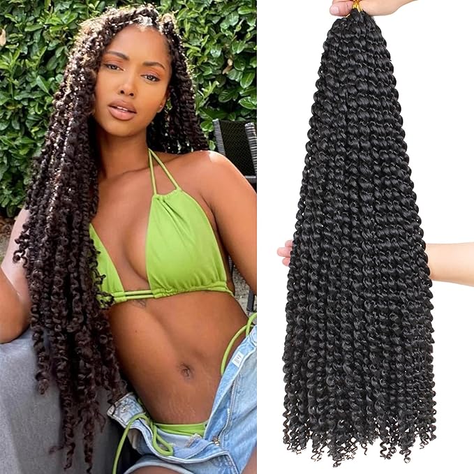 Leeven 7 Packs Passion Twist Braiding Hair for Butterfly Locs Natural Black Water Wave Crochet Passion Twist Hair for Women 30 Inch Super Long Bohemian Braids Synthetic Crochet Hair 1B#