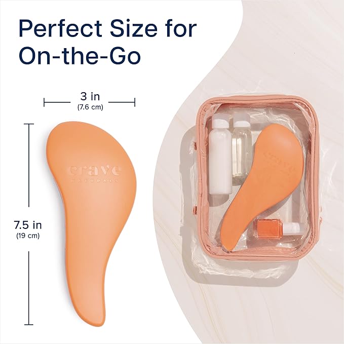 Crave Naturals Glide Thru Hair Brush - Detangler Brush for Curly, Straight, Wet or Dry Hair - Gentle Detangling Brusheses for Adults, Kids, Toddlers - Hair Accessories for Women, 7.5"x3" - Coral