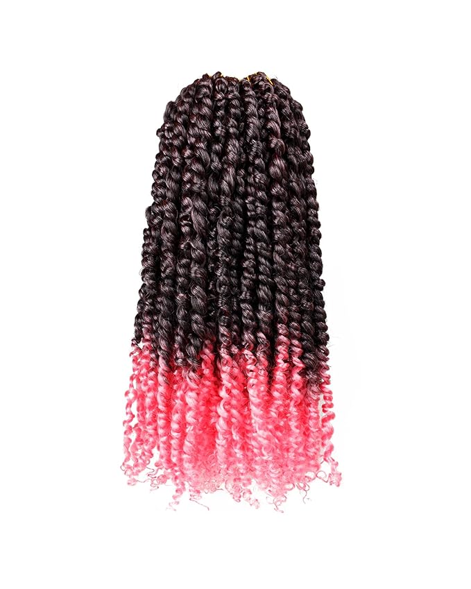 crochet twists pre looped-14 Inches 8 Packs Passion Twist Crochet Hair for Black Women and Kids-Omber Pink,Soft Lightweight Hair Extension(14"-8 Packs,T1B/Pink)