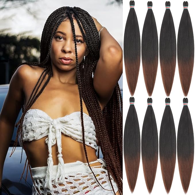 36 Inches Yaki Texture Braiding Hair Pre Stretched, Braid Hair Extensions, Hot Water Setting Pre Stretched Braiding Hair