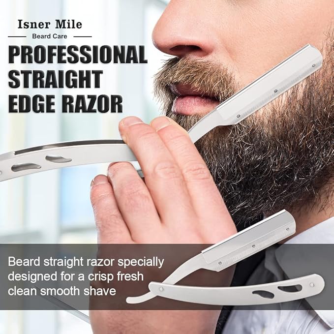 Isner Mile Beard Grooming Kit for Men Care: Trimming Sets with Beard Wash - Oil - Balm - Brush - Comb & Straight Razor, Birthday Christmas Gifts Mens Stocking Stuffers for Him Boyfriend Dad Husband